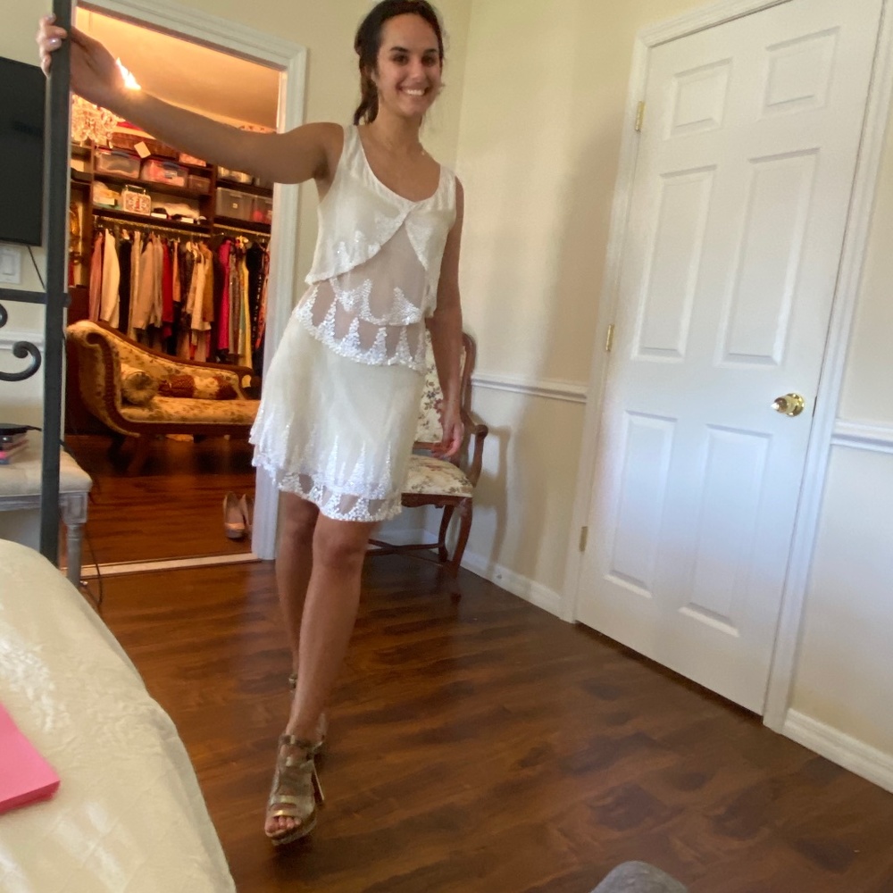 Armani exchange Cream Silk mini skirt & tank